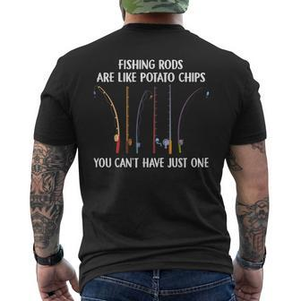 Fishing Rods Are Like Potato Chips You Can’T Have Just One Mens Back Print T-shirt - Seseable