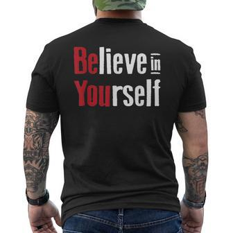 Fitness Gym Motivation Believe In Yourself Inspirational Mens Back Print T-shirt | Mazezy