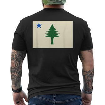 Flag Of Maine 1901 Maine State Flag Pine Tree State Mens Back Print T-shirt - Seseable