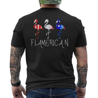 Flamerican Flamingo Us American Flag 4Th July Fourth Mens Back Print T-shirt | Mazezy