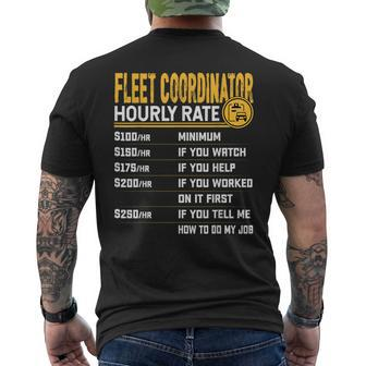 Fleet Coordinator Hourly Rate Fleet Manager Director Men's T-shirt Back Print | Mazezy