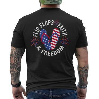 Flip Flops Faith And Freedom Mens Back Print T-shirt - Seseable