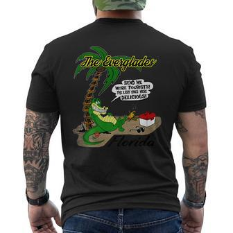 Florida Everglades Send More Tourists Funny Crocodile Design Mens Back Print T-shirt - Thegiftio UK