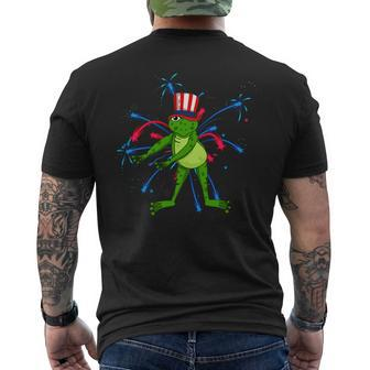 Flossing Frog With Usa Hat Firework 4Th Of July Gifts Mens Back Print T-shirt - Monsterry