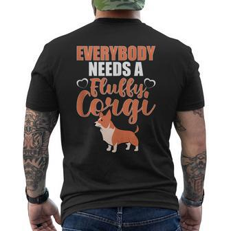 Fluffy Corgi Dog Design For Lady Dog Owner Mens Back Print T-shirt | Mazezy AU