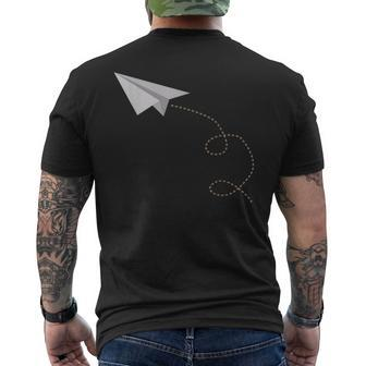 Flying Paper Airplane Awesome Paper Plane Men's T-shirt Back Print | Mazezy