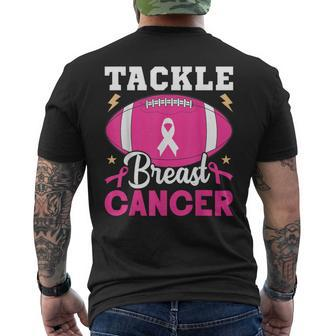 Footbal Tackle Breast Cancer Awareness Pink Ribbon October Men's T-shirt Back Print - Thegiftio