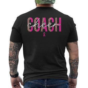 Football Cheer Coach Pink Ribbon Breast Cancer Awareness Men's T-shirt Back Print | Mazezy