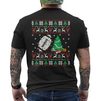 Football Ugly Christmas Sweater Football Player Xmas Lights Men's T-shirt Back Print - Monsterry CA