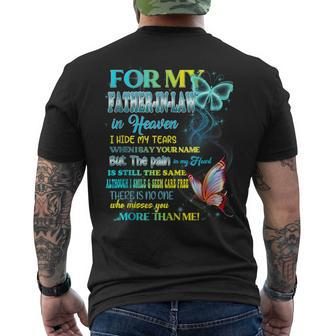 For My Father-In-Law In Heaven Who Misses You More Than Me Mens Back Print T-shirt - Thegiftio UK