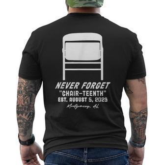 Never Forget Chair-Nth Est August 5 2023 Men's T-shirt Back Print | Mazezy
