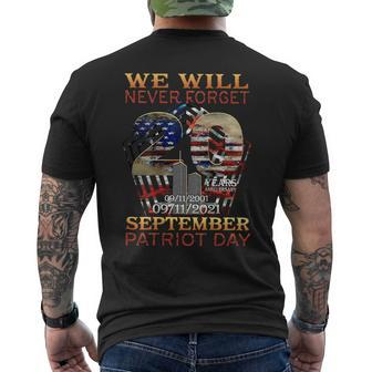 Never Forget Patriot Day 20Th 911 Men's Back Print T-shirt | Mazezy