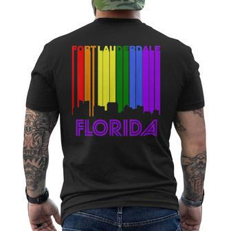 Fort Lauderdale Florida Lgbtq Gay Pride Skyline Mens Back Print T-shirt | Mazezy