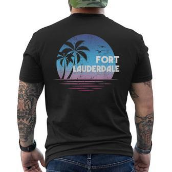 Fort Lauderdale Florida Retro Vintage Distressed Mens Back Print T-shirt | Mazezy