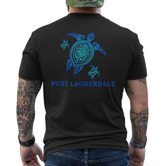 Fort Lauderdale Florida Sea Blue Tribal Turtle Mens Back Print T-shirt | Mazezy