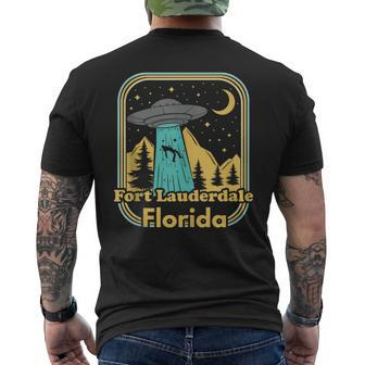 Fort Lauderdale Florida Ufo Alien Hunter 80S State Pride Mens Back Print T-shirt | Mazezy