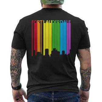 Fort Lauderdale Skyline Lgbt Pride Mens Back Print T-shirt | Mazezy