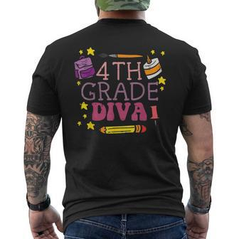 Fourth 4Th Grade Diva Cute First Day Of School Girls Kids Mens Back Print T-shirt - Seseable