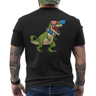 Fourth Of July Trex American Flag Us Men Women Kids Boys Mens Back Print T-shirt - Monsterry