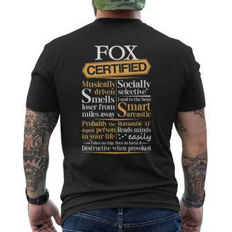 Fox Name Gift Certified Fox Mens Back Print T-shirt - Seseable