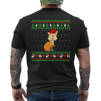 Fox Ugly Christmas Sweater Men's T-shirt Back Print | Mazezy