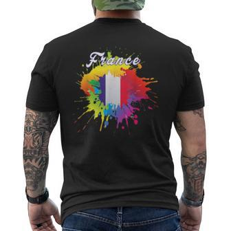 France Flag Pride Gay Colorful Splash French Flag Gift Mens Back Print T-shirt | Mazezy
