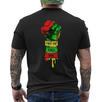 Free-Ish Since 1865 With Pan Junenth Fist Black African Mens Back Print T-shirt | Mazezy