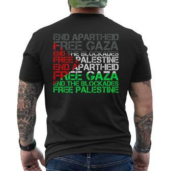 Free Palestine Arabic Palestine Gaza Jerusalem Support Flag Men's T-shirt Back Print | Mazezy