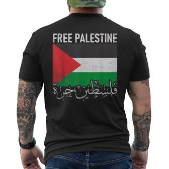 Free Palestine Arabic Palestine Gaza Jerusalem Support Men's T-shirt Back Print - Seseable