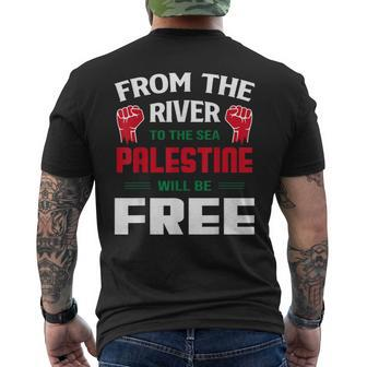 Free Palestine Arabic Support Palestine And Keffiyeh Palesti Men's T-shirt Back Print - Seseable