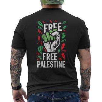 Free Palestine Quote A Raise Hand A Save Gaza Vintage Men's T-shirt Back Print | Mazezy