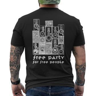 Free Tekno 23 Free Party For Free People Sound System Men's T-shirt Back Print | Mazezy