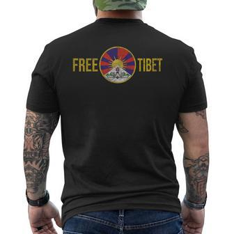 Free Tibet Tibetan Flag Emblem Restore The Dalai Lama Men's T-shirt Back Print | Mazezy