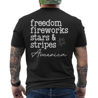 Freedom Fireworks Stars And Stripes America Family Sparklers Freedom Funny Gifts Mens Back Print T-shirt | Mazezy
