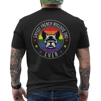 French Bulldog Dad Lgbt-Q Gay Pride Frenchie Dog Lover Ally Mens Back Print T-shirt | Mazezy