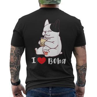 French Bulldog I Love Boba Bubble Milk Tea Dog Cute Mens Back Print T-shirt | Mazezy