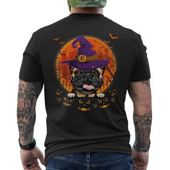 French Bulldog Witch Halloween Pumpkin Scary Costume Men's T-shirt Back Print - Monsterry CA