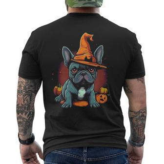 French Bulldog Witch Hat Halloween Costume Dog Lover Puppy Men's T-shirt Back Print