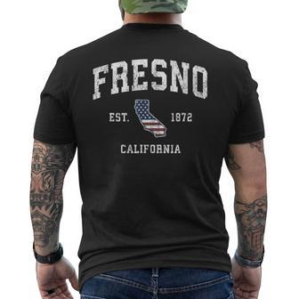 Fresno California Ca Vintage American Flag Sports Men's T-shirt Back Print | Mazezy