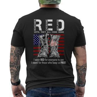 On Friday We Wear Red Remember Everyone Deployed Usa Flag Men's T-shirt Back Print - Seseable