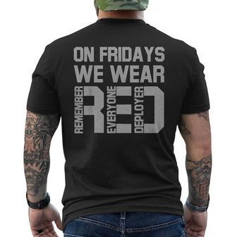 On Fridays We Wear Red Military Veteran Day Us Flag Men's T-shirt Back Print - Thegiftio UK