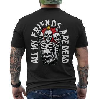 All My Friends Are Dead Vintage Punk Skeletons Gothic Grave Mens Back Print T-shirt | Mazezy CA