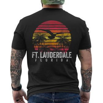 Ft Fort Lauderdale Florida Fl Vintage Retro Distressed Gift Mens Back Print T-shirt | Mazezy