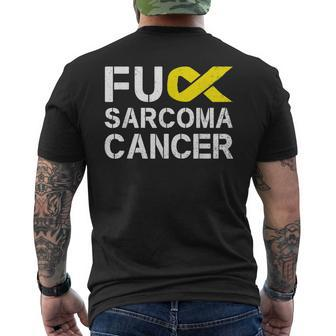 Fuck Sarcoma Cancer Awareness Yellow Ribbon Warrior Fighter Mens Back Print T-shirt | Mazezy