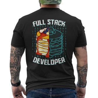 Full Stack Developer Pancake Web Coder Programmer Men's T-shirt Back Print | Mazezy