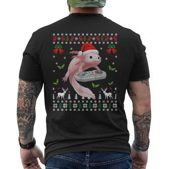 Fun Axolotl Gamer Axolotl Lover Ugly Christmas Sweater Men's T-shirt Back Print | Mazezy