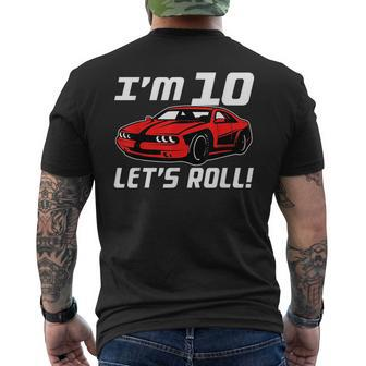Funny 10Th Birthday Gift Race Car Driver Boys 10 Years Old Driver Funny Gifts Mens Back Print T-shirt | Mazezy