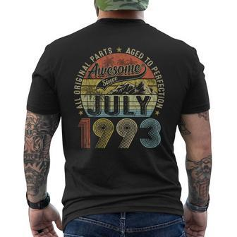 Funny 30 Year Old July 1993 Vintage Retro 30Th Birthday Gift 30Th Birthday Funny Gifts Mens Back Print T-shirt | Mazezy