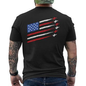 Funny 4Th Of July Fighter Jets Usa American Flag Celebration Men's Crewneck Short Sleeve Back Print T-shirt - Monsterry AU