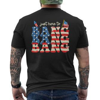 Funny 4Th Of July Fireworks Just Here To Bang American Flag 2 Mens Back Print T-shirt - Monsterry DE